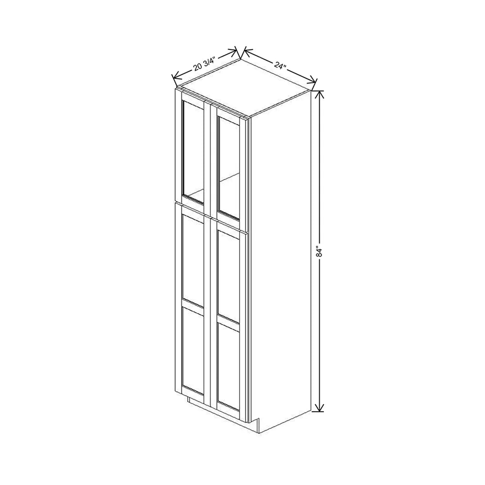 24" W X 84" H X 20 3/4" D Specialty Door Vanity Linen Cabinet Clear Glass