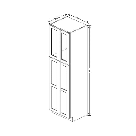 24" W X 84" H X 20 3/4" D Specialty Door Vanity Linen Cabinet Clear Glass
