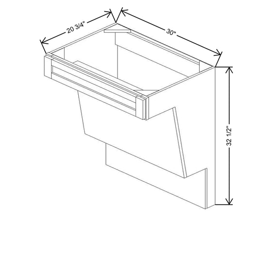 30" W X 32 1/2" H X 20 3/4" D Vanity Plumbing Skirt