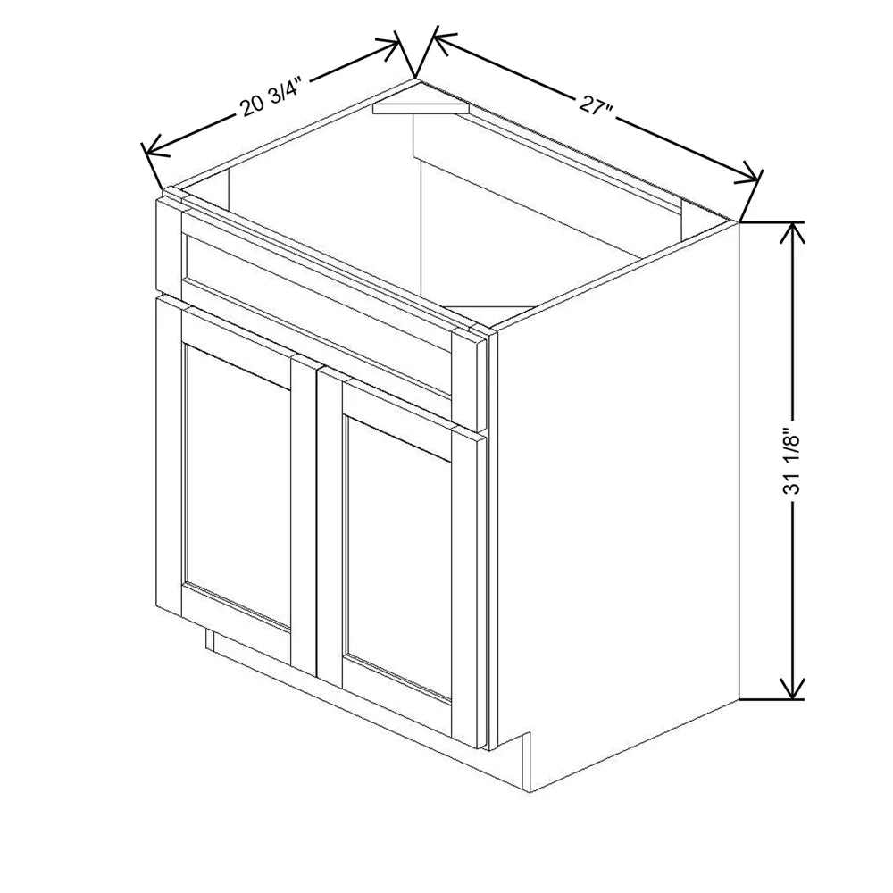 27" W X 31 1/8" H X 20 3/4" D Vanity Sink Base