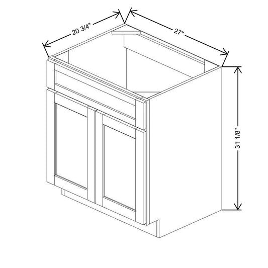 27" W X 31 1/8" H X 20 3/4" D Vanity Sink Base