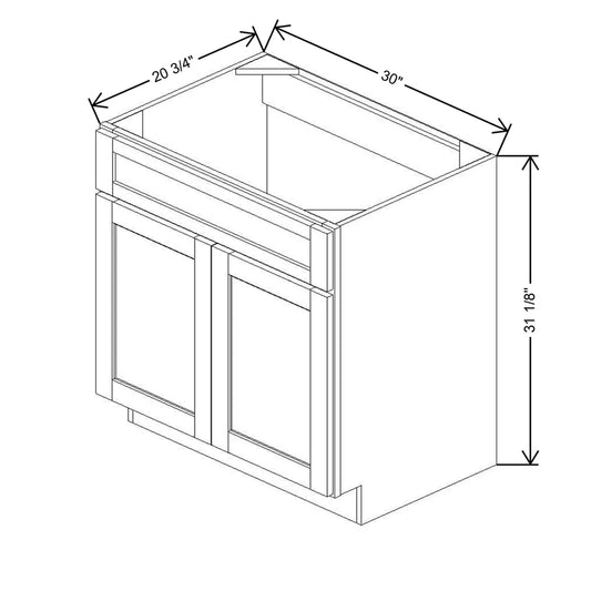 30" W X 31 1/8" H X 20 3/4" D Vanity Sink Base