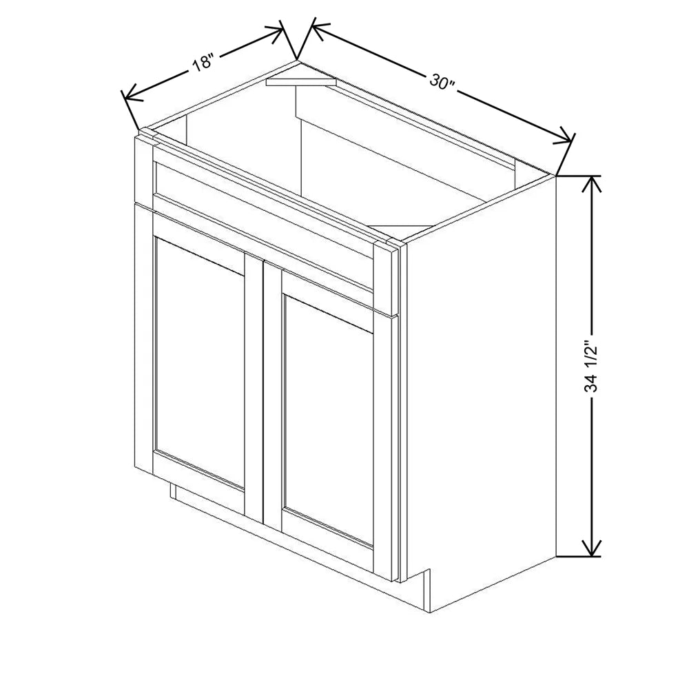 30" W X 34 1/2" H X 18" D Vanity Sink Base