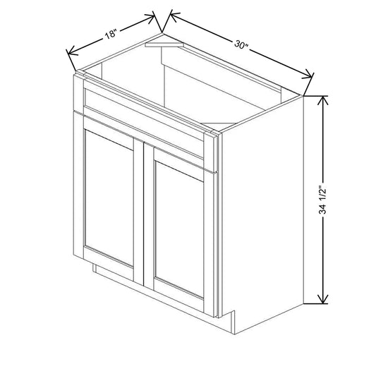 30" W X 34 1/2" H X 18" D Vanity Sink Base