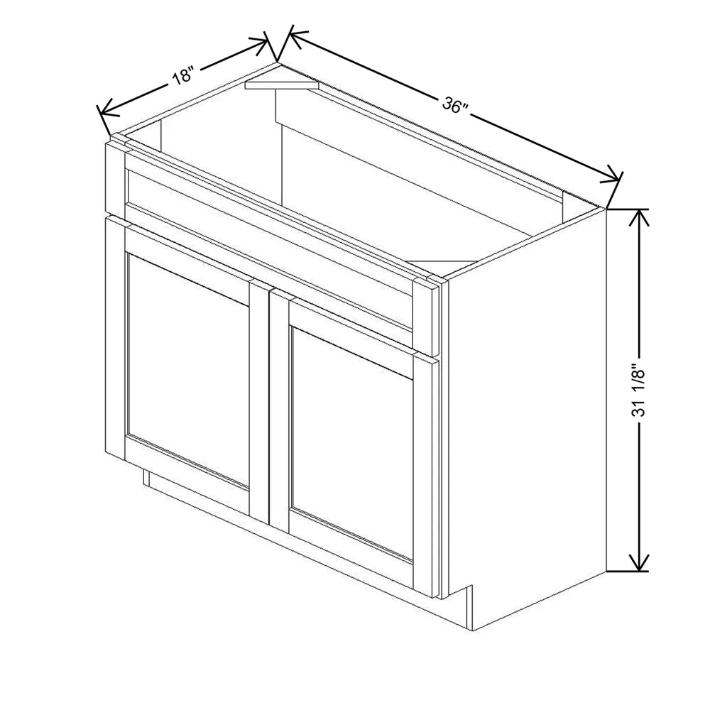 36" W X 31 1/8" H X 18" D Vanity Sink Base
