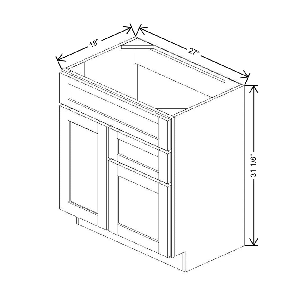27" W X 31 1/8" H X 18" D Vanity Combo Sink Base