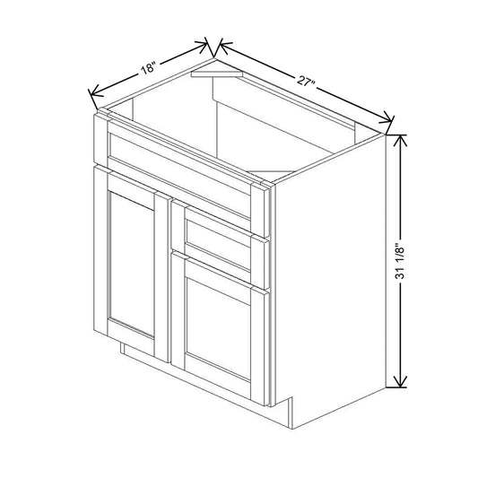 27" W X 31 1/8" H X 18" D Vanity Combo Sink Base