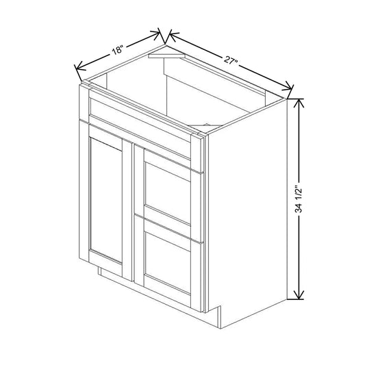 27" W X 34 1/2" H X 18" D Vanity Combo Sink Base