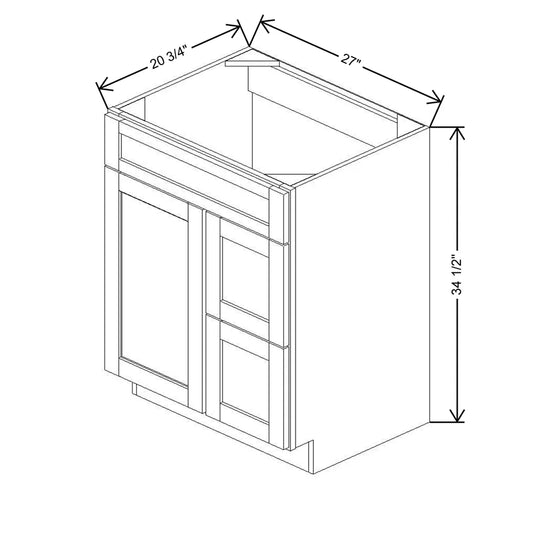 27" W X 34 1/2" H X 20 3/4" D Vanity Combo Sink Base