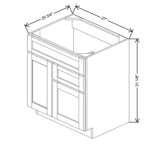 27" W X 31 1/8" H X 20 3/4" D Vanity Combo Sink Base