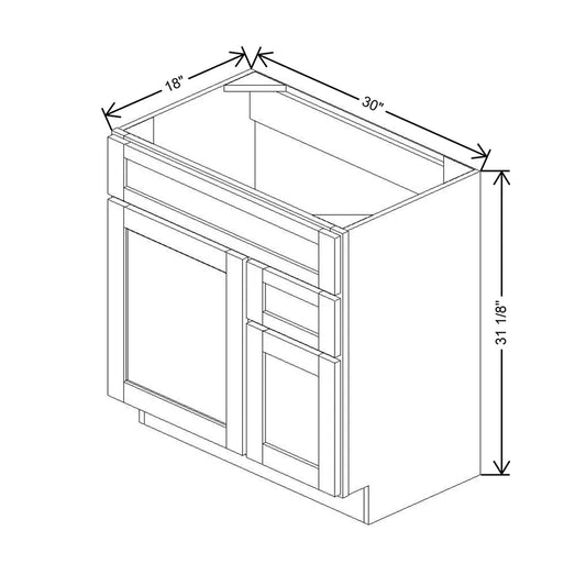 30" W X 31 1/8" H X 18" D Vanity Combo Sink Base