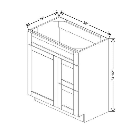 30" W X 34 1/2" H X 18" D Vanity Combo Sink Base