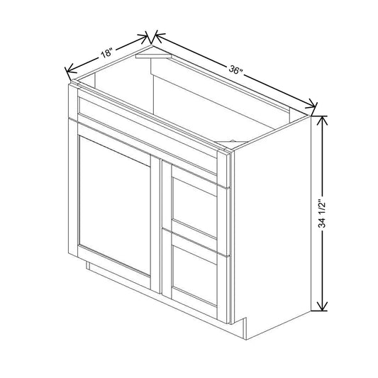 36" W X 34 1/2" H X 18" D Vanity Combo Sink Base