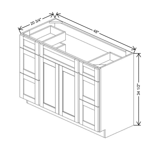 48" W X 34 1/2" H X 20 3/4" D Vanity Combo Sink Base