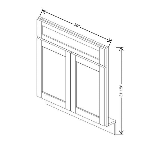 30" W X 31 1/8" H Vanity Sink Front