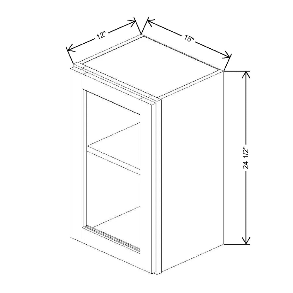 15" W X 24 1/2" H X 12" D Specialty Door Wall Cabinet Open Frame Door