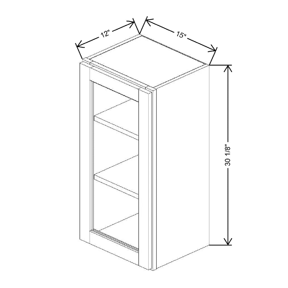 15" W X 30 1/8" H X 12" D Specialty Door Wall Cabinet Open Frame Door