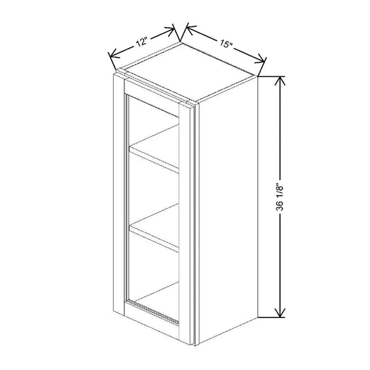 15" W X 36 1/8" H X 12" D Specialty Door Wall Cabinet Clear Glass