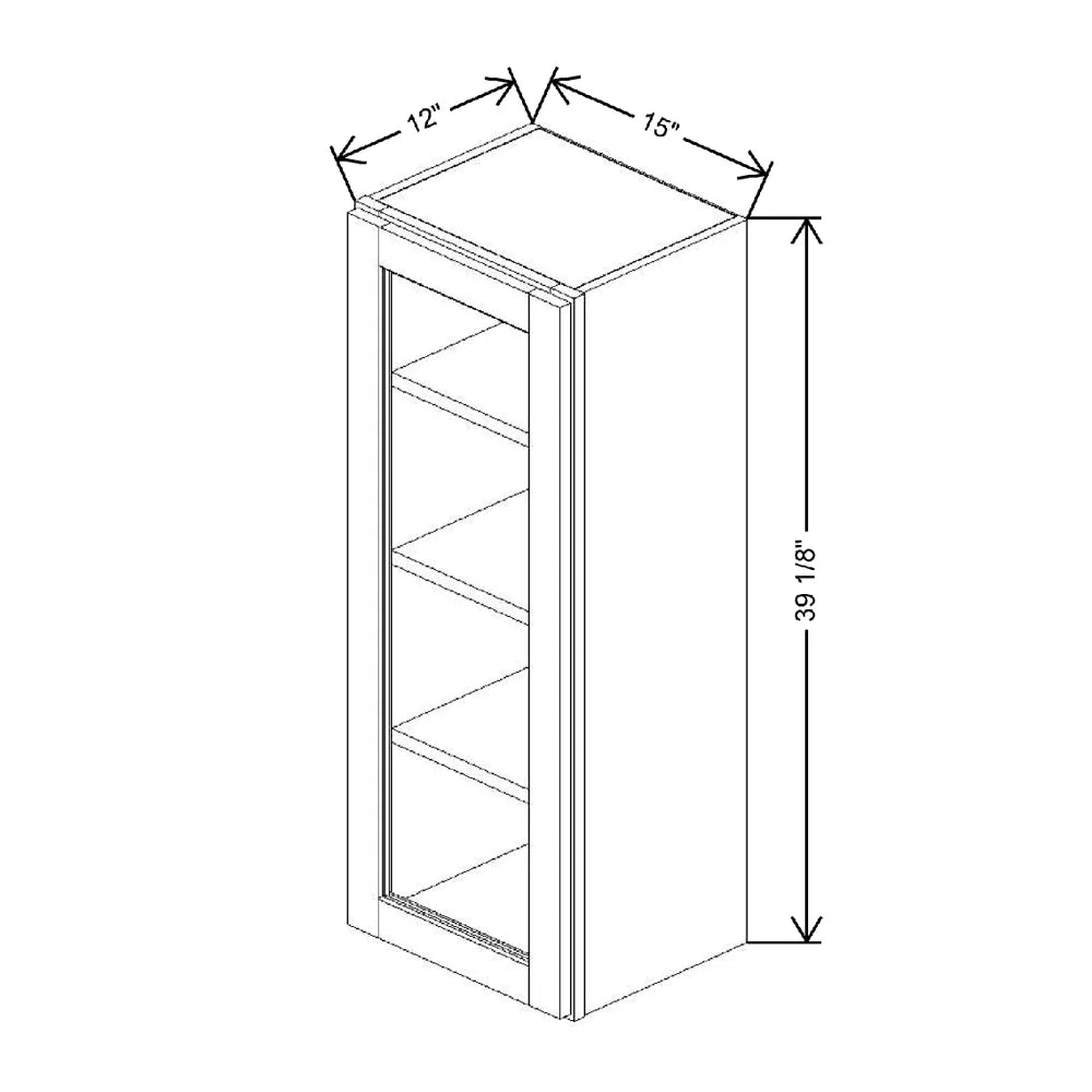 15" W X 39 1/8" H X 12" D Specialty Door Wall Cabinet Clear Glass