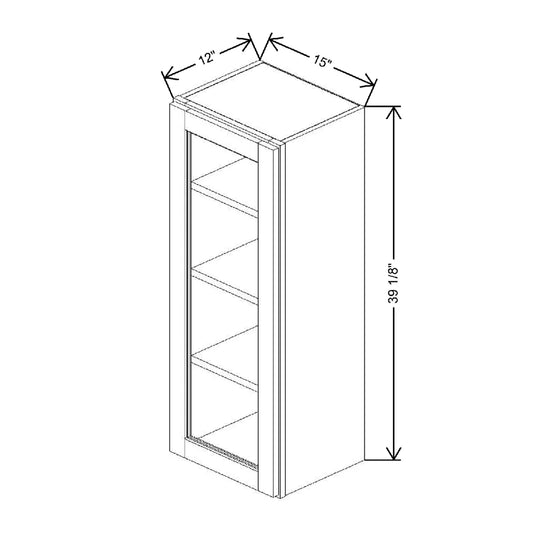 15" W X 39 1/8" H X 12" D Specialty Door Wall Cabinet Clear Glass