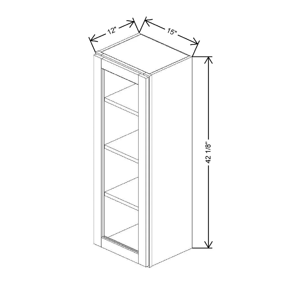15" W X 42 1/8" H X 12" D Specialty Door Wall Cabinet Clear Glass