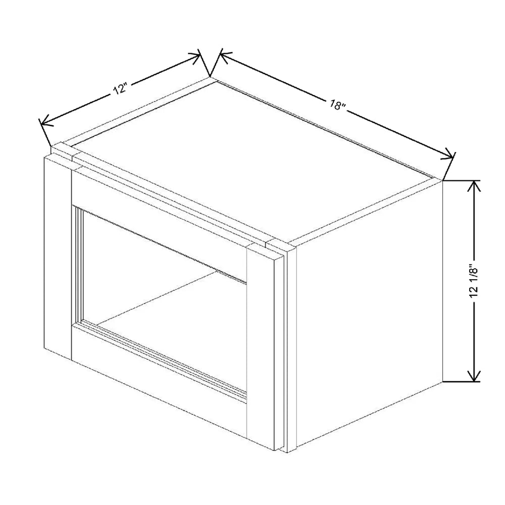 18" W X 12 1/8" H X 12" D Specialty Door Wall Cabinet Open Frame Door