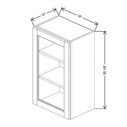 18" W X 30 1/8" H X 12" D Specialty Door Wall Cabinet Clear Glass
