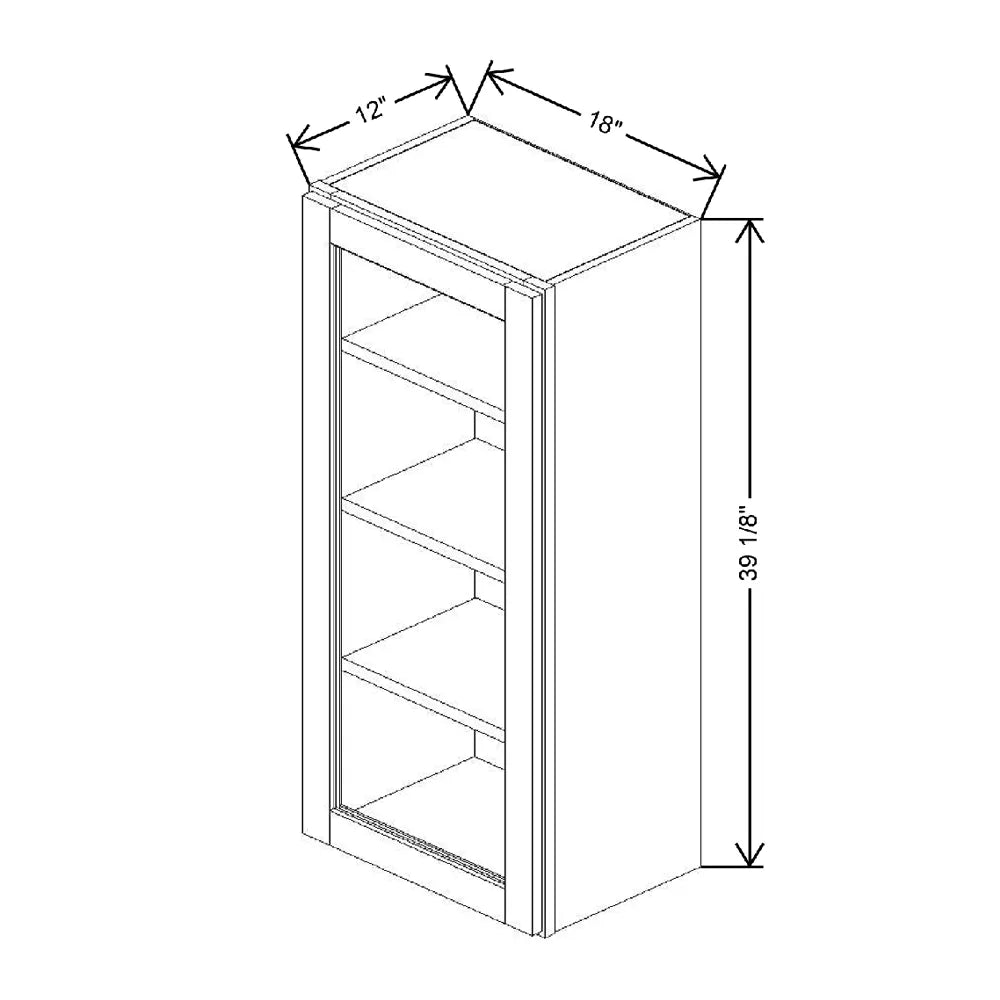 18" W X 39 1/8" H X 12" D Specialty Door Wall Cabinet Open Frame Door