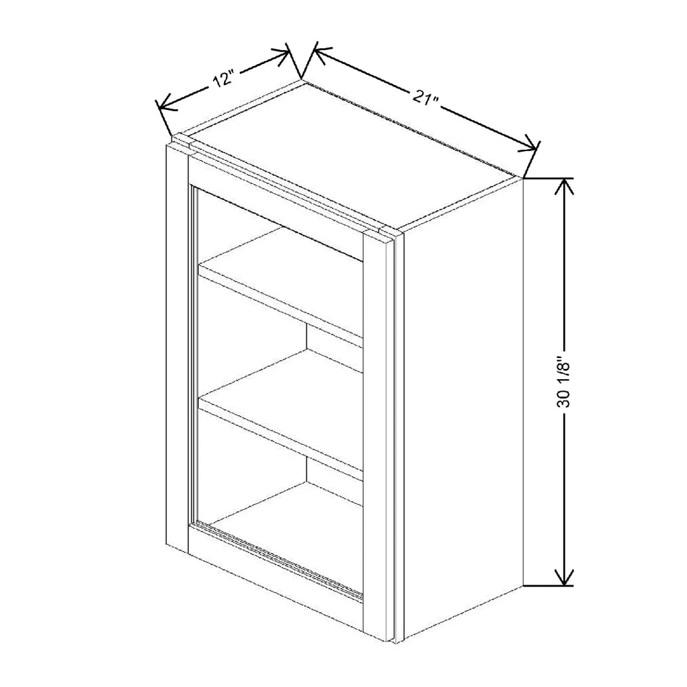 21" W X 30 1/8" H X 12" D Specialty Door Wall Cabinet Clear Glass