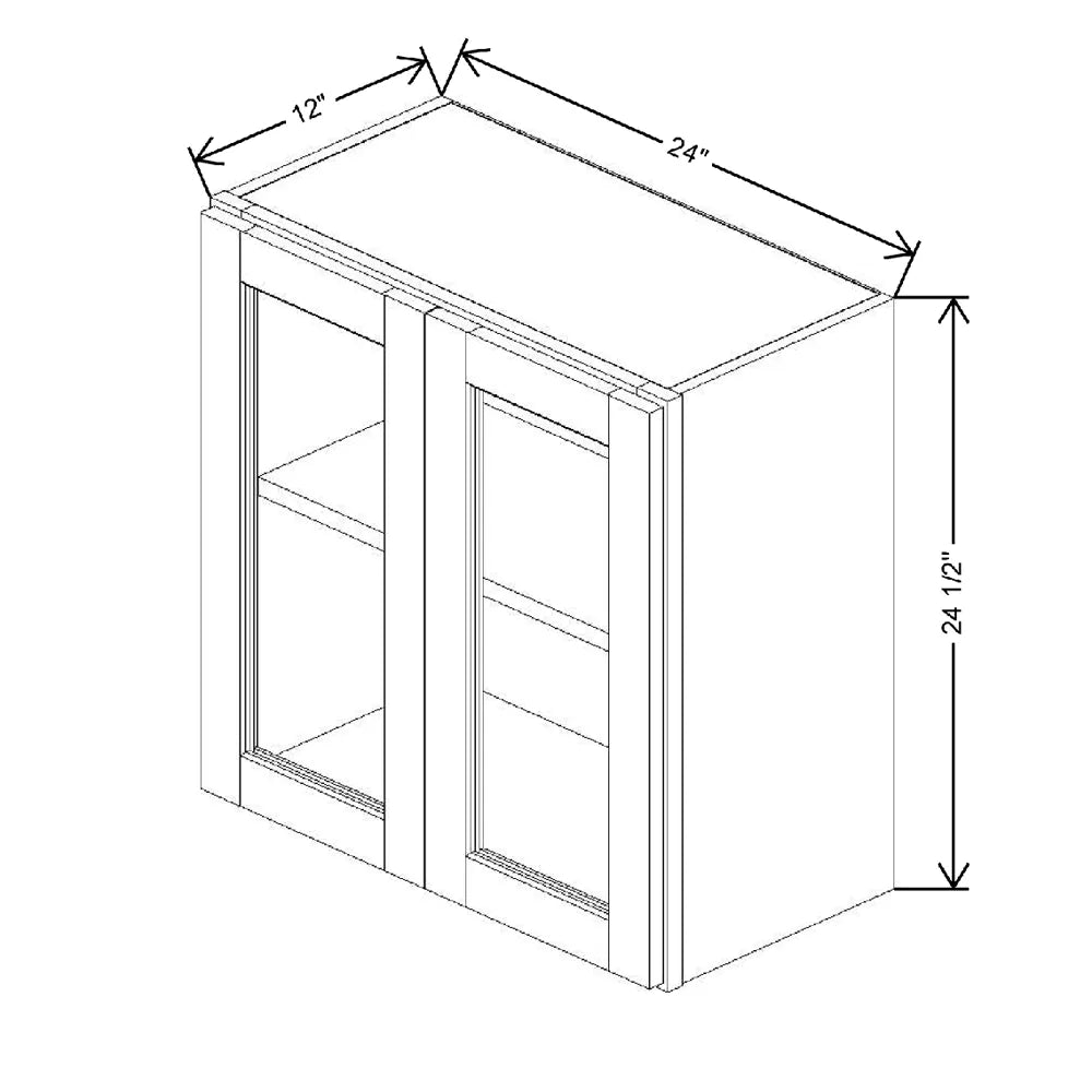 24" W X 24 1/2" H X 12" D Specialty Door Wall Cabinet Clear Glass
