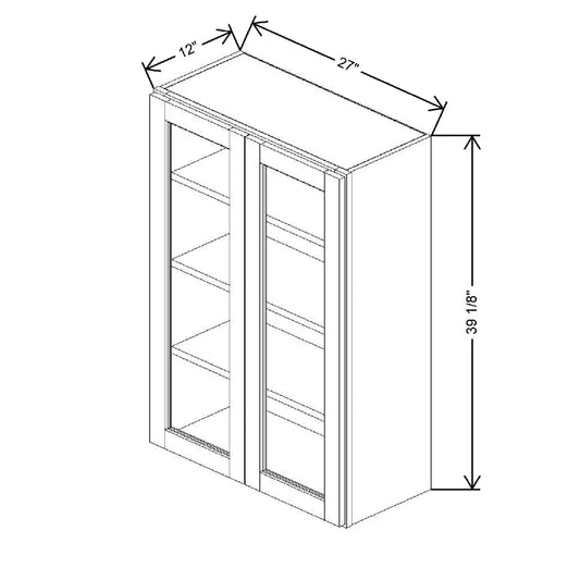 27" W X 39 1/8" H X 12" D Specialty Door Wall Cabinet Clear Glass