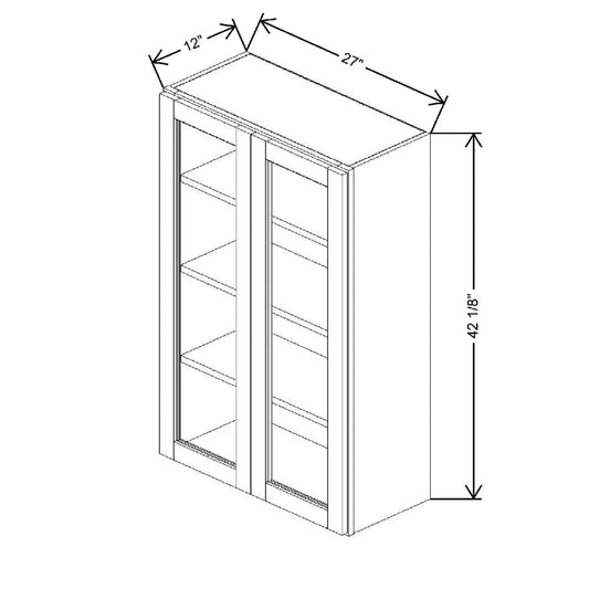 27" W X 42 1/8" H X 12" D Specialty Door Wall Cabinet Clear Glass
