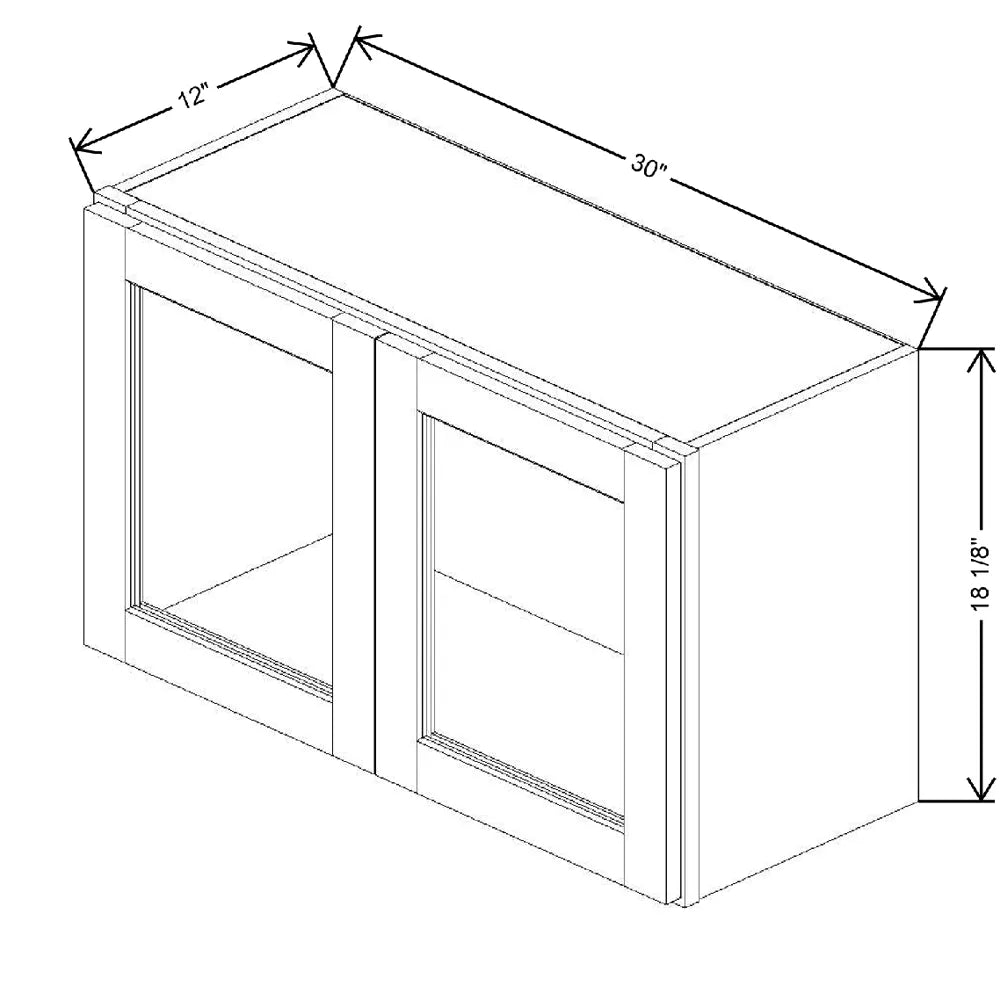 30" W X 18 1/8" H X 12" D Specialty Door Wall Cabinet Clear Glass