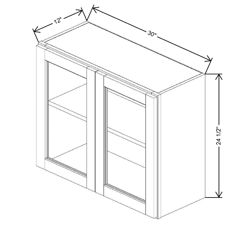 30" W X 24 1/2" H X 12" D Specialty Door Wall Cabinet Clear Glass