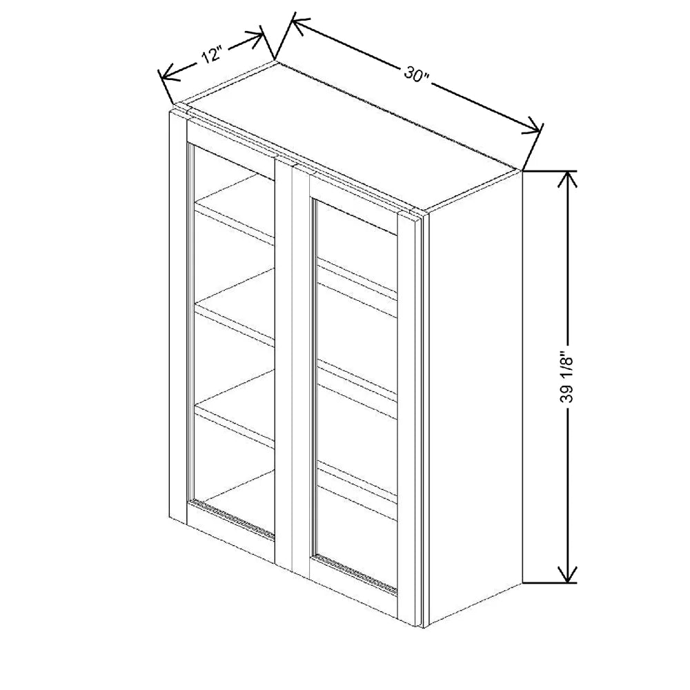 30" W X 39 1/8" H X 12" D Specialty Door Wall Cabinet Open Frame Door
