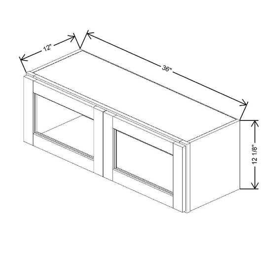 36" W X 12 1/8" H X 12" D Specialty Door Wall Cabinet Clear Glass