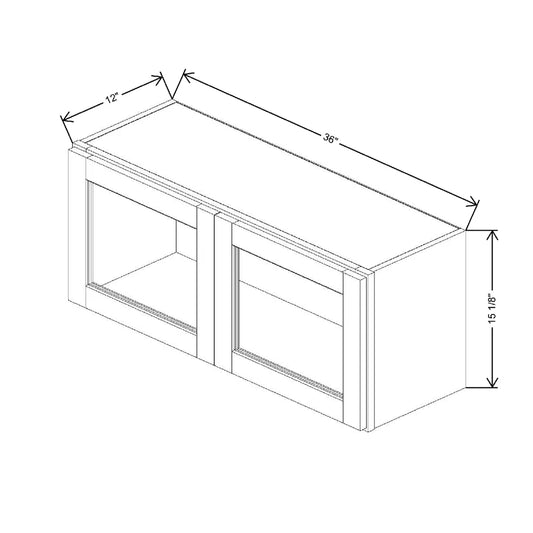 36" W X 15 1/8" H X 12" D Specialty Door Wall Cabinet Clear Glass