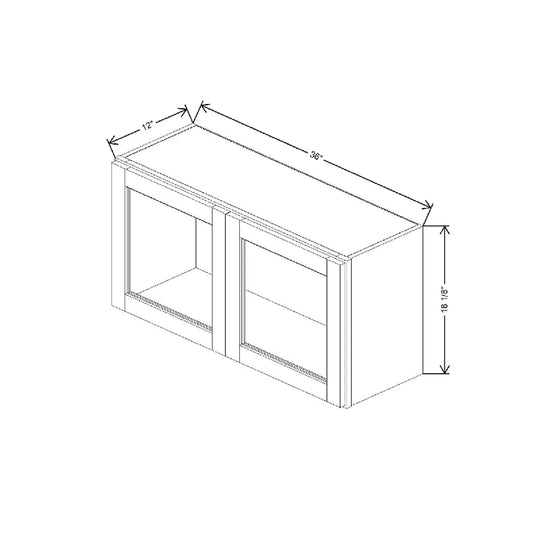 36" W X 18 1/8" H X 12" D Specialty Door Wall Cabinet Open Frame Door