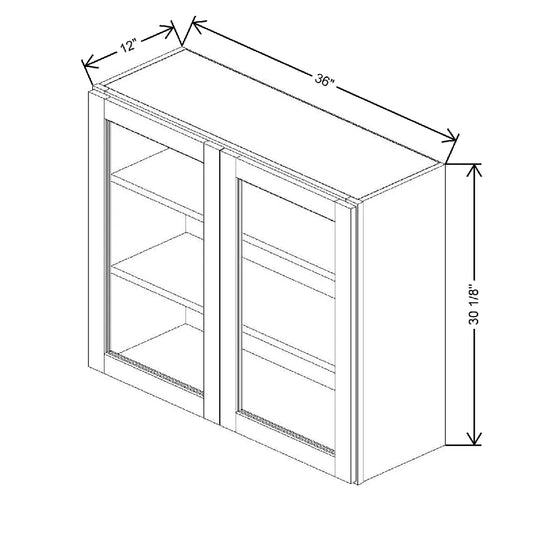 36" W X 30 1/8" H X 12" D Specialty Door Wall Cabinet Clear Glass