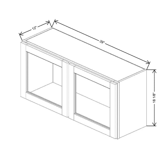 39" W X 18 1/8" H X 12" D Specialty Door Wall Cabinet Open Frame Door