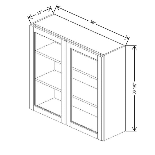39" W X 36 1/8" H X 12" D Specialty Door Wall Cabinet Open Frame Door