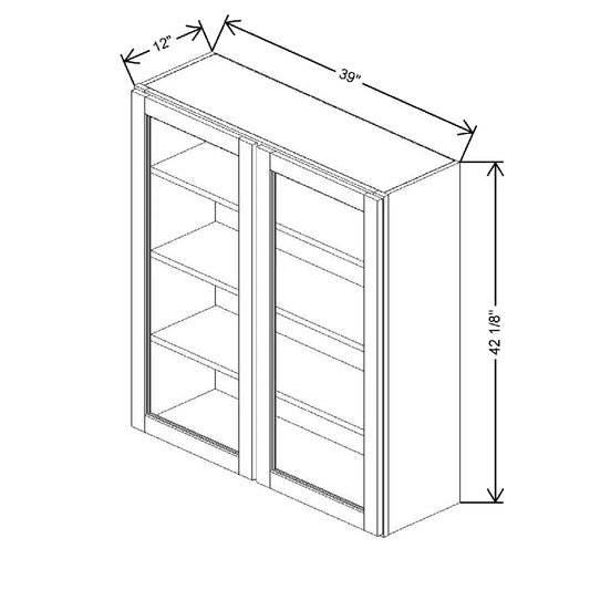 39" W X 42 1/8" H X 12" D Specialty Door Wall Cabinet Clear Glass