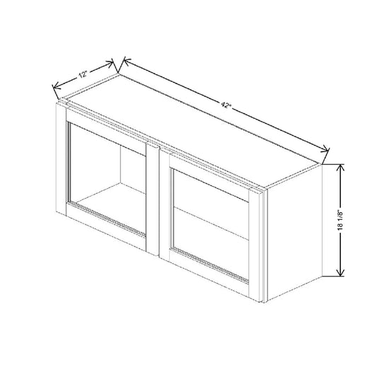 42" W X 18 1/8" H X 12" D Specialty Door Wall Cabinet Clear Glass