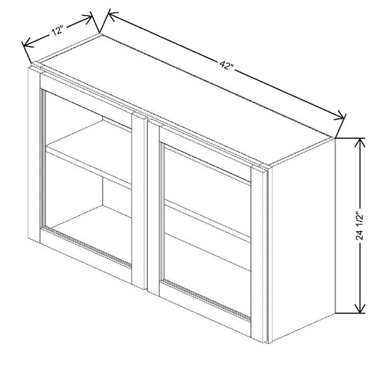 42" W X 24 1/2" H X 12" D Specialty Door Wall Cabinet Clear Glass