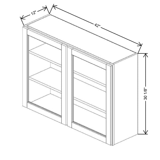 42" W X 30 1/8" H X 12" D Specialty Door Wall Cabinet Clear Glass