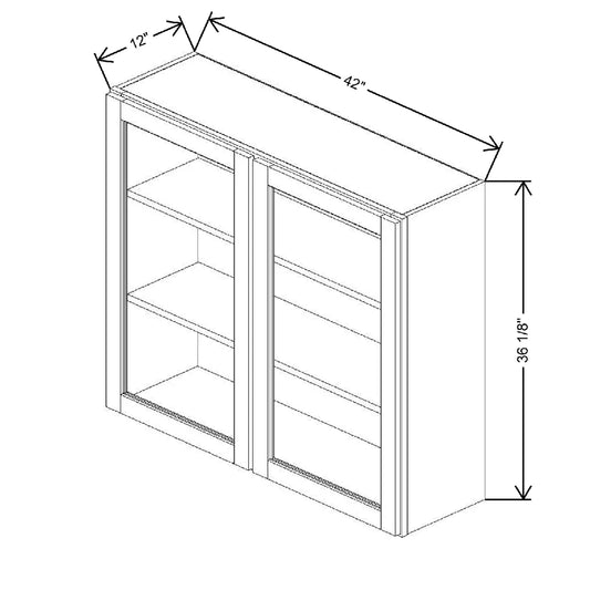 42" W X 36 1/8" H X 12" D Specialty Door Wall Cabinet Open Frame Door
