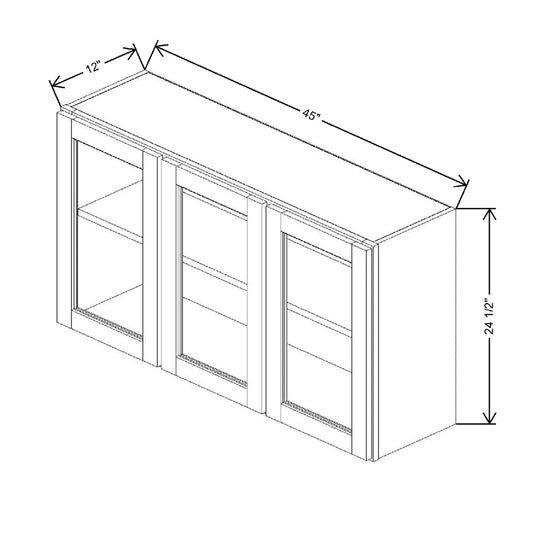 45" W X 24 1/2" H X 12" D Specialty Door Wall Cabinet Clear Glass