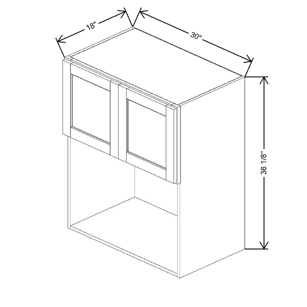 30" W X 36 1/8" H X 18" D Built in Microwave Wall Cabinet