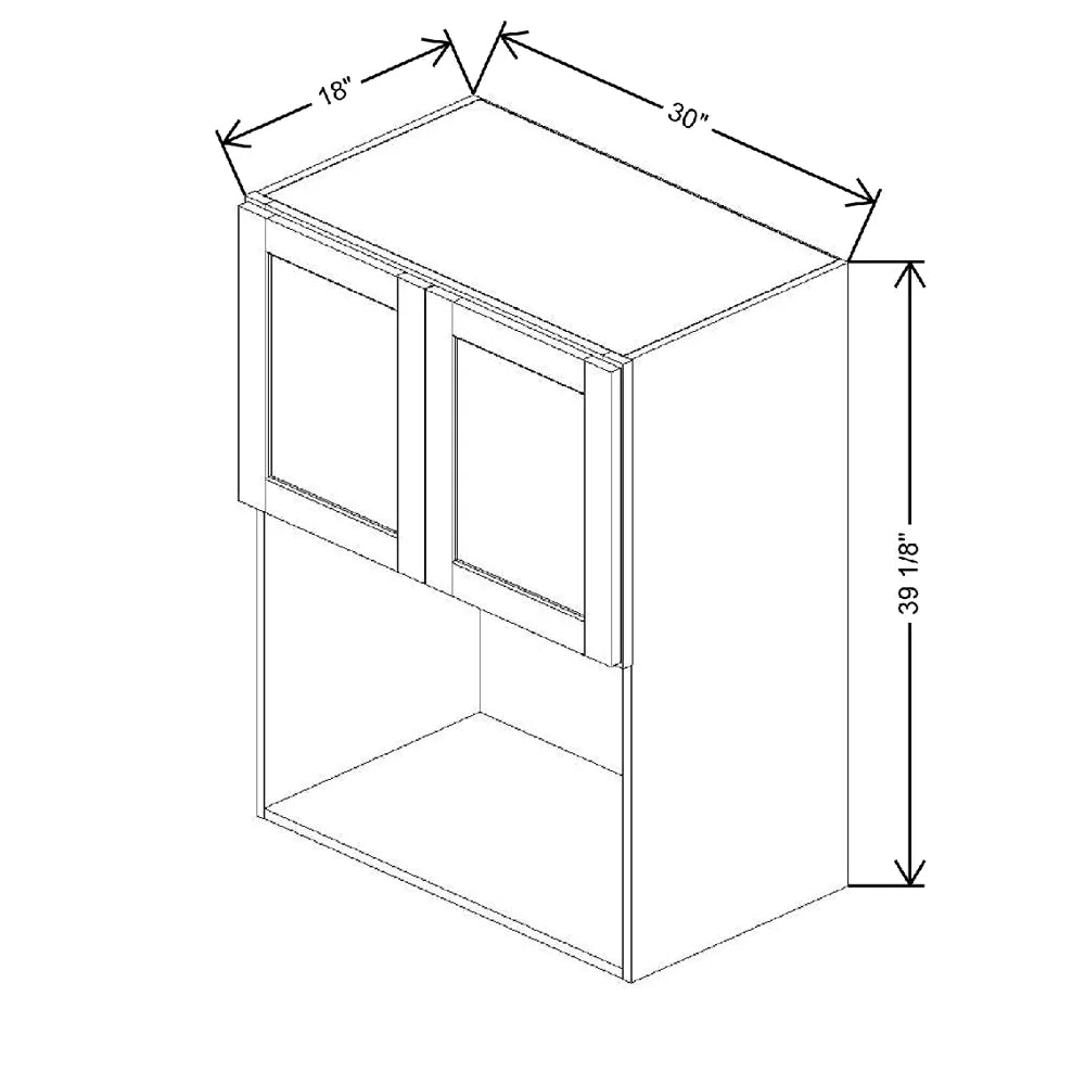 30" W X 39 1/8" H X 18" D Built in Microwave Wall Cabinet