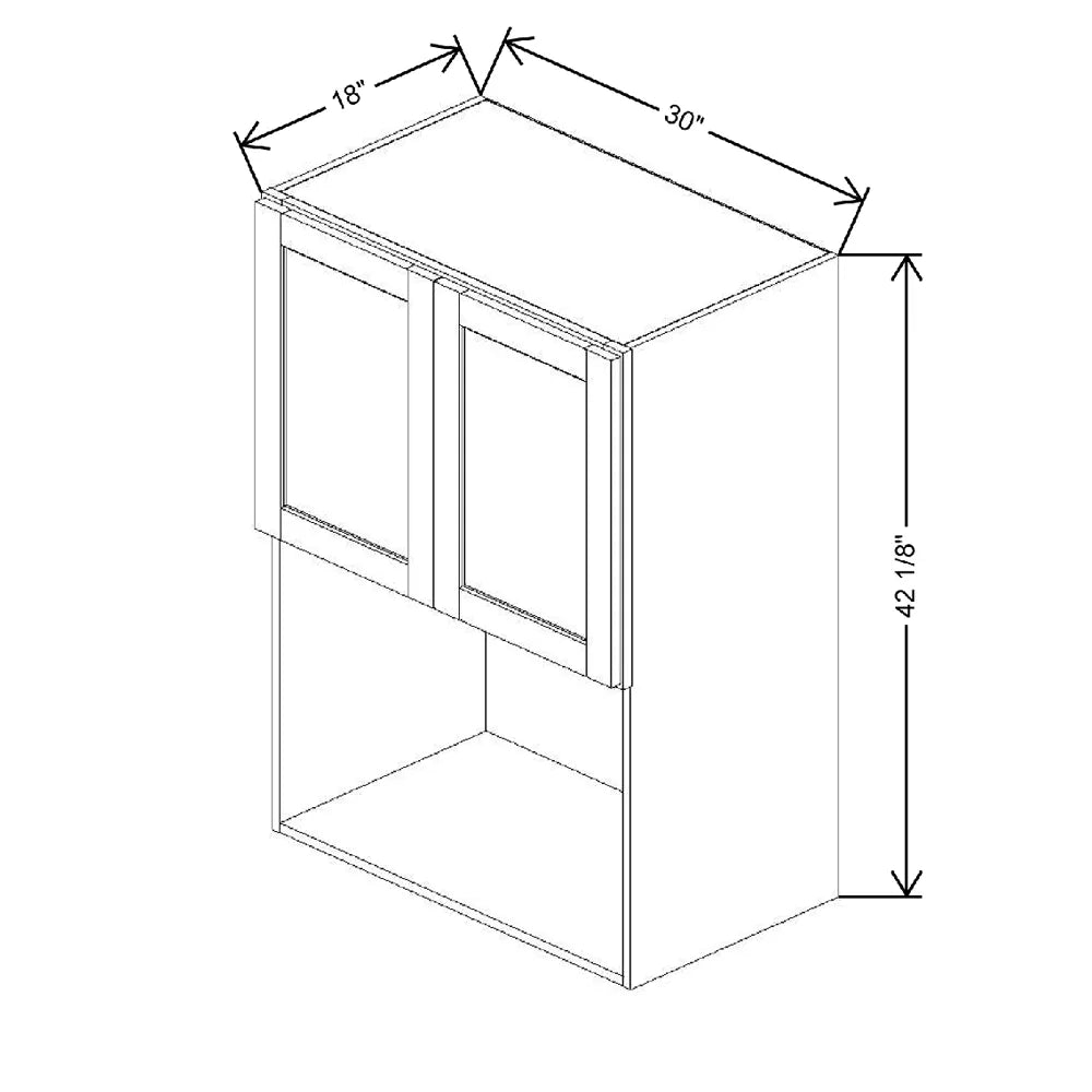 30" W X 42 1/8" H X 18" D Built in Microwave Wall Cabinet